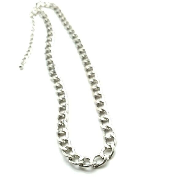 Cuban Link Chain Silver-tone Necklace - Picture 2 of 9